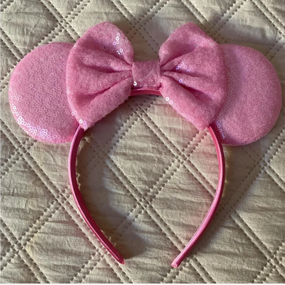 Pink Sequin Mouse Ears Headband
